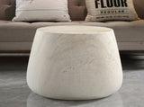 Light Travertine Finish Magnesium Oxide Tapered Side Table 14.57" Top Diameter Round End Table W5351P456856