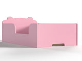 Toddler Floor Bed Frame, Cot Bed for Boys and Girls Ages 3-6, Bear Shape Toddler Bed, Pink W1580P373260