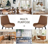 Modern Dining Chair Living Room Black Metal Leg Dining Chair-Brown-2pcs/ctn W153565883
