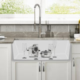 Fireclay 36" L X 20" W Farmhouse Kitchen Sink with Grid and Strainer W122559098