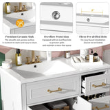 36" Luxury Elegant Bathroom Vanity with Ceramic Sink, Soft Closing Doors, 4 Durable Smooth N729P257284K