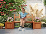 Garden Bench with Planter Boxes - Hardwood Build , Displays Faux Trees/Potted 85862881