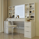 Makeup Vanity Desk with Mirror and Lights, 59" Large Vanity Table with 8Drawers & Open Storage W3393P315816