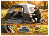 Gray Light-Blocking Outdoor Cabin Tent, Large 9x9ft Interior Windproof Rainfly Tent with Carry Bag 56119621