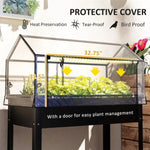 ZUN Black mini greenhouse with raised garden bed 59606394