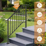 Matte Black Outdoor 3 Level Iron Handrail 33331120