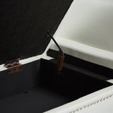 White, PU Leather, Metal Feet Upholstered Ottoman Bedroom Lounge Ottoman Flip Top Storage Sofa Bench 94764869