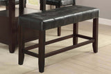 Counter Height 1pc Bench Dining Room Black Faux Leather Cushion Tufted Seat Wooden Base Comfort Seat B011130020