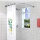 ZUN L Shape Extendable Shower Curtain Rod No Drill Bathroom Curved Corner Telescoping Rail Bar 304 09848627