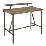 Gia Industrial Counter Table in Antique Metal and Brown Wood-Pressed Grain Bamboo by LumiSource B202P223309