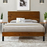 ZUN Mid-Century Modern Solid Wood Bed Frame King Size Platform Bed with Three-Piece Headboard Design, No WF531004AAD