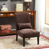 Pisano Contemporary Chenille Fabric Armless Accent Chair with Pillow, Chocolate T2574P164499