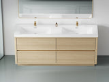 60" Freestanding Bathroom Vanity with Double Sinks, Bathroom Storage Vanity Cabinet with Stone Resin W1573P211192