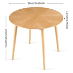 ZUN Mid-Century Modern 35.43 Inch Round Dining with MDF Oak Wood Veneertop and Solid Wood W1164P225863