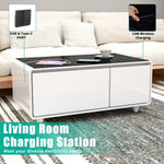 ZUN Modern Smart Coffee Table with Built-in Fridge, Bluetooth Speaker, Wireless Charging, Touch Control W1172P178882