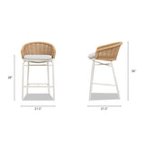 Santorini 28" Wicker Back Outdoor Bar Stool, Set of 2, Wheat Beige Axroma Olefin B2719P308009