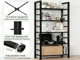 5-Tier Bookshelf 62"x24" Industrial Storage Shelf Free Standing Bookcase Metal Frame Bookcase with 27382322