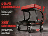 Heavy Duty CFrame Rolling Mechanic Stool, Garage Shop Seat with Divided Tool Storage Tray, Padded 18083838