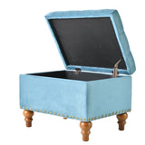 Square velvet upholstered Ottoman with storage space, hidden support hinges with easy to open top, W2941P242272