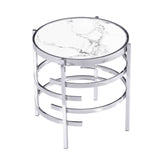 Modern Round End Table with Sintered Stone Top, Chrome/ Silver End Table for Living Room 20.67''W x W821114994