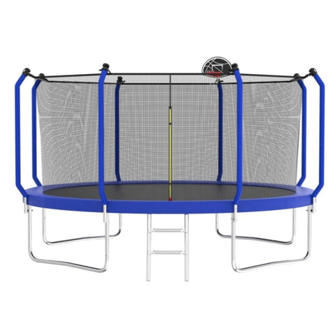 ZUN 12FT Trampoline with Basketball Hoop, ASTM Approved Reinforced Type Outdoor Trampoline with K1163P147145
