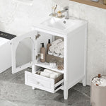 ZUN 20" Bathroom Vanity with Sink, Bathroom Cabinet with Soft Closing Glass Door, A Drawer, White N725P185457K