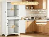 67" White 4-Door Kitchen Pantry with Drawer and Adjustable Shelves, Large-Capacity Storage Cabinet 68714553