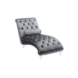 COOMORE Velvet Chaise Lounge Indoor,Button-Tufted Upholstered Chaise Lounge Chair with Pillow for W39538683