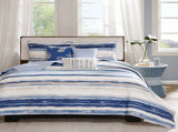 6 Piece Printed Quilt Set with Throw Pillows Blue King/Cal King B03597433