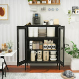 Metal Storage Cabinet with Mesh Doors and Shelves,Multipurpose Storage Rack, 3-Tier Office 86220982