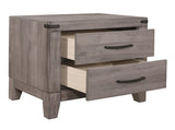 Brownish Gray Finish 1pc Nightstand Melamine Laminate 2x Drawers Dark Metal Hardware Bed Side Table B01152306