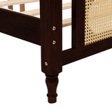 King Pine wooden Bed with Rattan Headboard and Footboard, with Central Enhanced Bed Platform W504P266749
