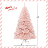 6ft Pink Artificial Christmas Tree Hinged Full Fir Tree with Metal Stand 85706147