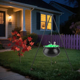 Halloween Witch Cauldron Decoration Set, Metal Tripod with Skeleton & 2 String Lights, Easy Install 91167245