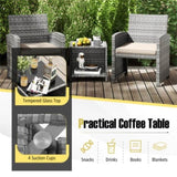 White 3 Pieces Patio Furniture Set with Tempered Glass Coffee 54671304