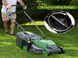 12 ampere 13.5 inch electric rope lawn mower with dual safety switches -Green 53308544