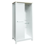 Bedroom Storage Wardrobe with Hanging Rods and 2 Drawers and Open Shelves,Sliding Door,White 56629304
