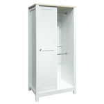 ZUN Bedroom Storage Wardrobe with Hanging Rods and 2 Drawers and Open Shelves,Sliding Door,White 56629304