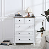 White Dresser with 5 Drawers, Tall Chest of Drawers, 5 Drawer Dresser with Deep Space, Wood Storage W1157P307950