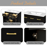36'' Bathroon Vanity with Ceramic Sink Combo Set,Modern Freestanding Single Bathroom Cabinet with 4 N710P247494B