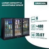 ORIKOOL Beverage Refrigerators Cooler 53 inch 3 Glass Door Back Bar, 480 Cans Commercial Display Bar W2095P162741