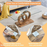 Modern Style Glass Top MDF Coffee Table with Natural Wood Color Base - Suitable for Living Rooms and W3226P279048