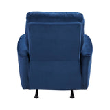 ZUN Modern Living Room 1pc Power Rocker Reclining Chair Blue Velvet Upholstery Solid Wood Frame Luxury B011P204080