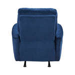 ZUN Modern Living Room 1pc Power Rocker Reclining Chair Blue Velvet Upholstery Solid Wood Frame Luxury B011P204080