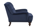 Luxurious Room Accent Chair 1pc Blue Velvet Upholstered Button Tufted Nailhead Trim Modern B011126019