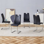 ZUN Black PU Dining Chair Set.Uniquely designed black dining chairs. PU material, paired with silver W2920P225022