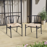 4PCS Weave Dining Chair, Mid-Century Modern Metal Rattan Chair for Kitchen Dining Living Room, 82470228