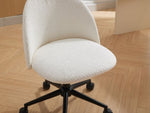 ZUN White Boucle office chair Desk Chair, Mid-Back Adjustable Swivel Computer Chair with Black Legs , W2725P190507