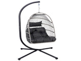 Foldable Hanging Egg Chair with Stand and Pillow, HDPE Rattan and Heavy Duty Aluminum-Steel Frame, W2500P369668
