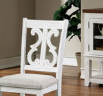 ZUN Lavish Design Distressed White 2pcs Dining Chairs Only, Gray Padded Fabric Seat Dining Room Kitchen B011111836